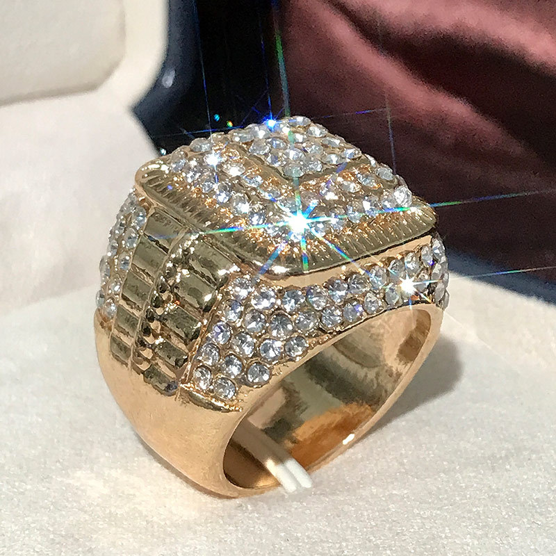 Men Fashion Zircon Ring New Zinc Alloy Business Affairs Ring Valentine Day Gift