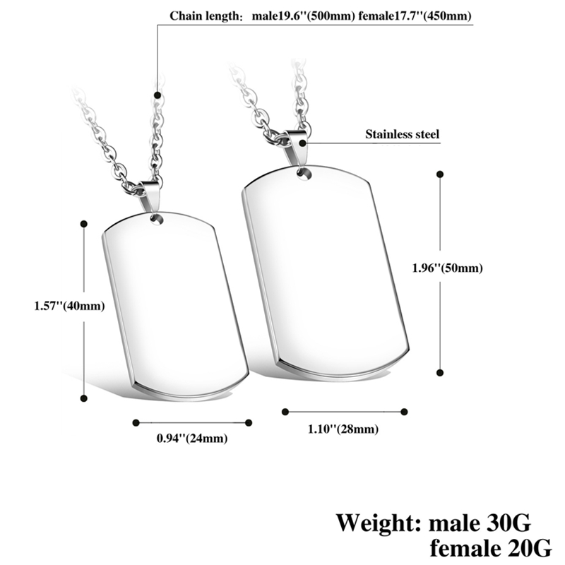 Men  WomenTitanium Steel Necklace Lovers Pendant /The Text Can Be Customized /Carve Your Name On The Necklace