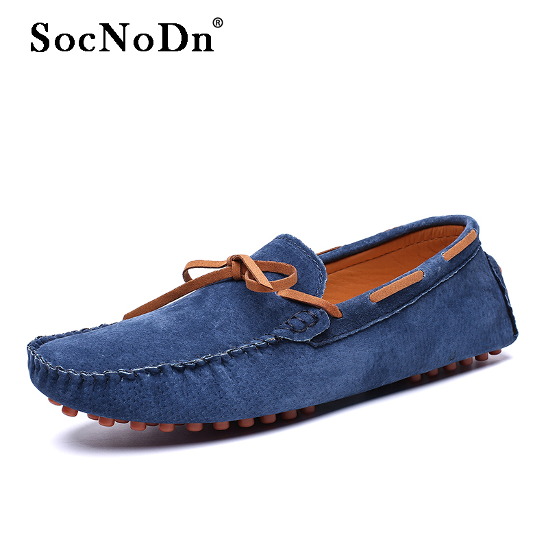 SocNoDn Men Fashion Casual Leather Flat Loafers Male Office Wedding Slip-on Shoes Soft Quality