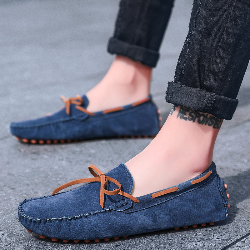 SocNoDn Men Fashion Casual Leather Flat Loafers Male Office Wedding Slip-on Shoes Soft Quality