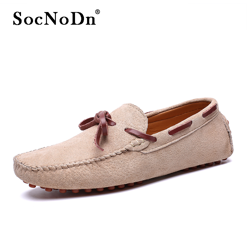 SocNoDn Men Fashion Casual Leather Flat Loafers Male Office Wedding Slip-on Shoes Soft Quality