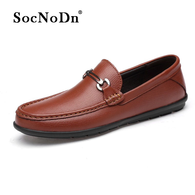 SocNoDn Men Luxury Fashion Dress Formal Casual Genuine Leather Wedding Office Flat Shoes Loafers