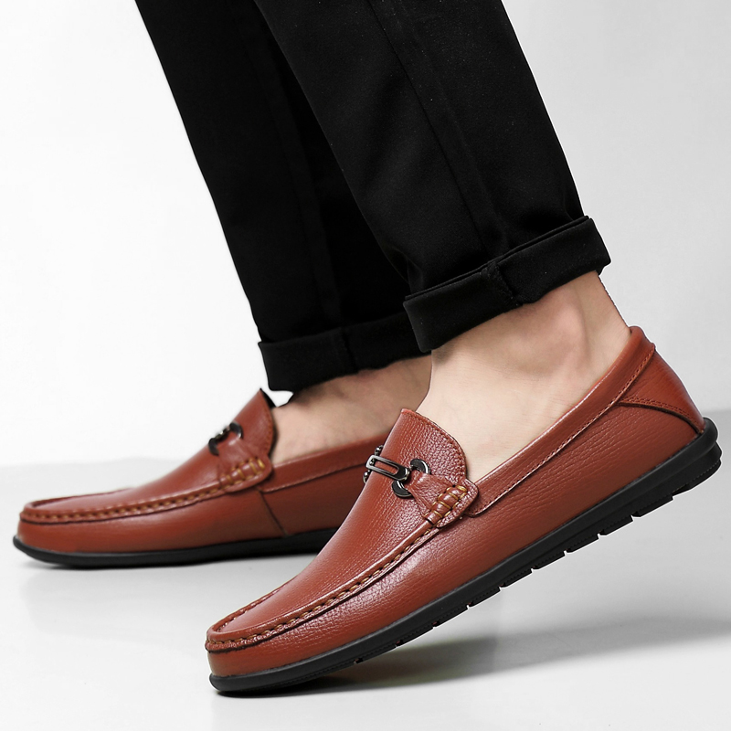 SocNoDn Men Luxury Fashion Dress Formal Casual Genuine Leather Wedding Office Flat Shoes Loafers