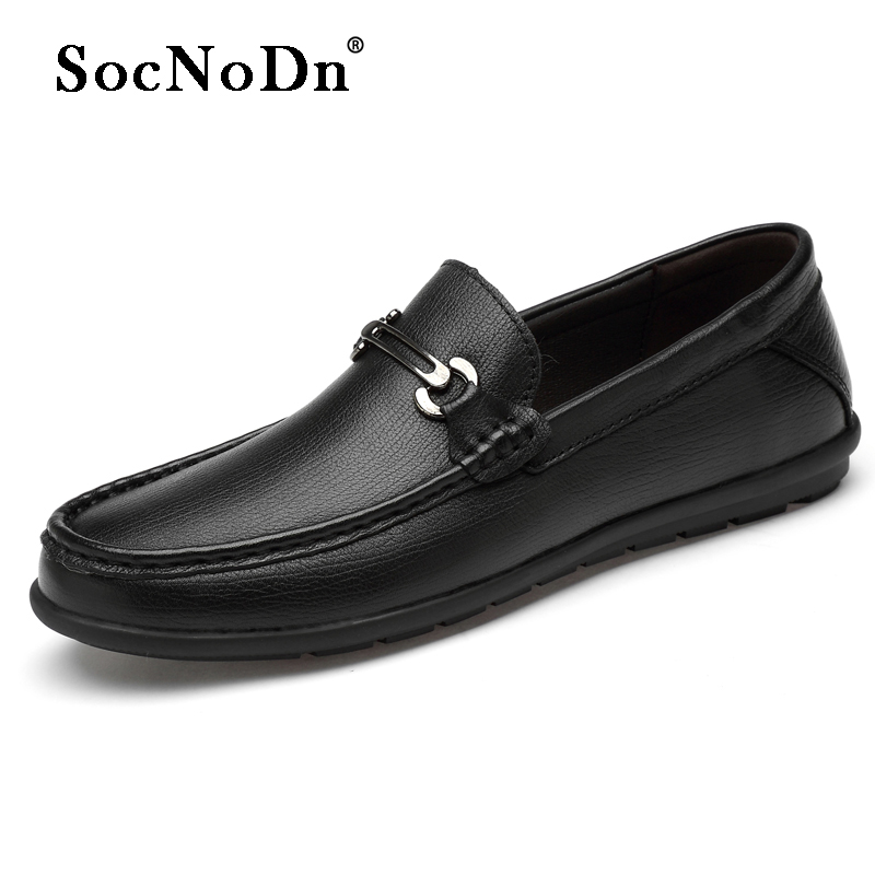 SocNoDn Men Luxury Fashion Dress Formal Casual Genuine Leather Wedding Office Flat Shoes Loafers