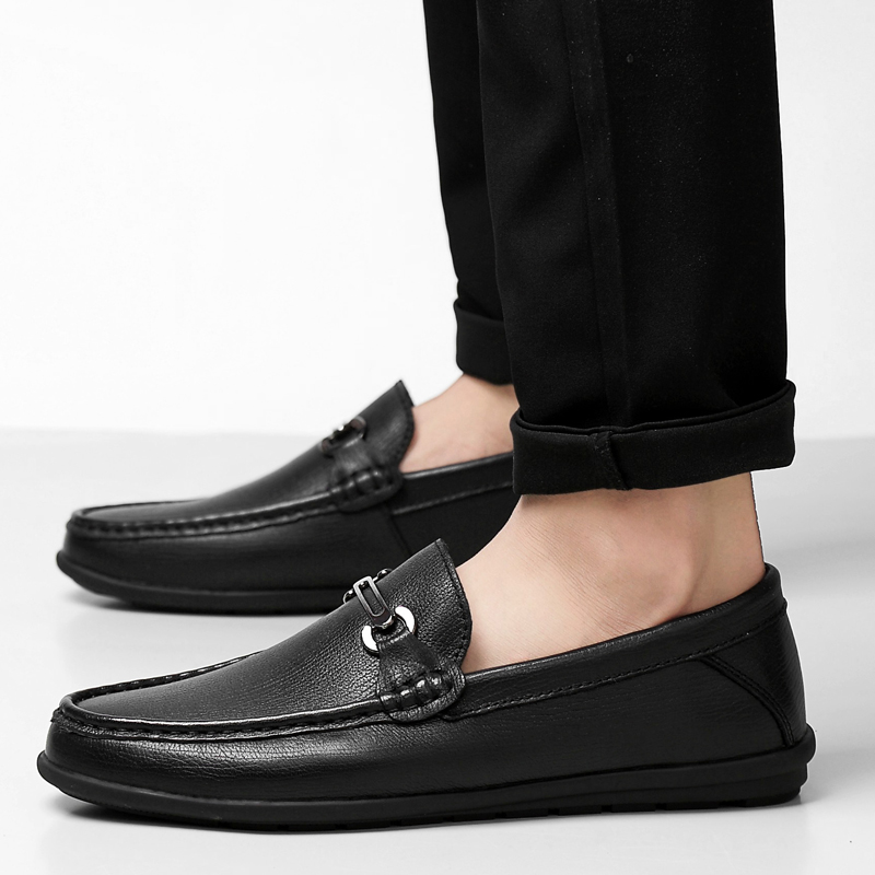 SocNoDn Men Luxury Fashion Dress Formal Casual Genuine Leather Wedding Office Flat Shoes Loafers