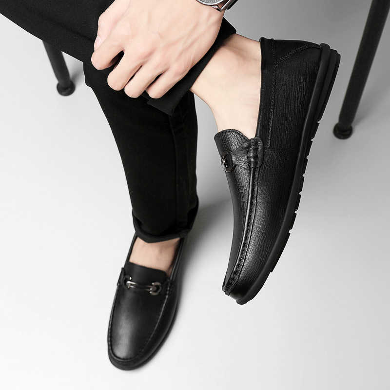 SocNoDn Men Luxury Fashion Dress Formal Casual Genuine Leather Wedding Office Flat Shoes Loafers