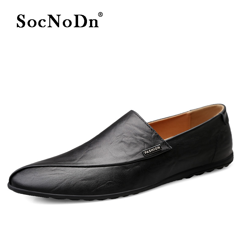 SocNoDn Men Fashion Trend Luxury Formal Casual Genuine Leather Wedding Office Slip-on Loafers Shoes