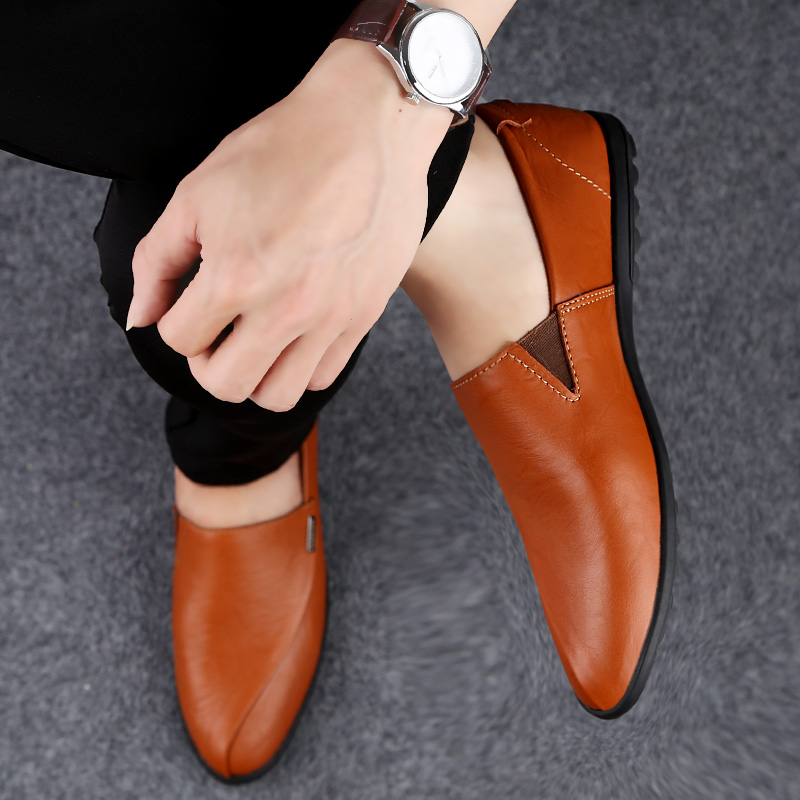 SocNoDn Men Fashion Trend Luxury Formal Casual Genuine Leather Wedding Office Slip-on Loafers Shoes