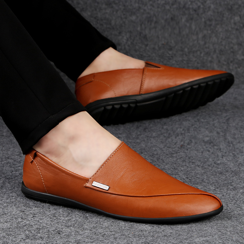 SocNoDn Men Fashion Trend Luxury Formal Casual Genuine Leather Wedding Office Slip-on Loafers Shoes