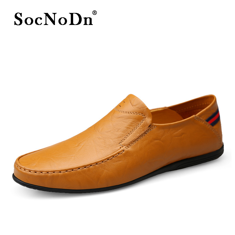 SocNoDn Men Luxury Fashion Trend Formal Casual Genuine Leather Wedding Office Slip-on Loafers Shoes
