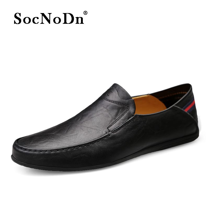 SocNoDn Men Luxury Fashion Trend Formal Casual Genuine Leather Wedding Office Slip-on Loafers Shoes