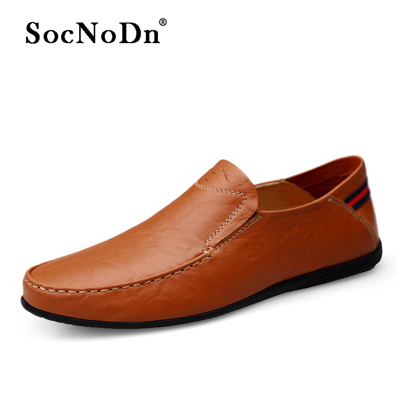 SocNoDn Men Luxury Fashion Trend Formal Casual Genuine Leather Wedding Office Slip-on Loafers Shoes