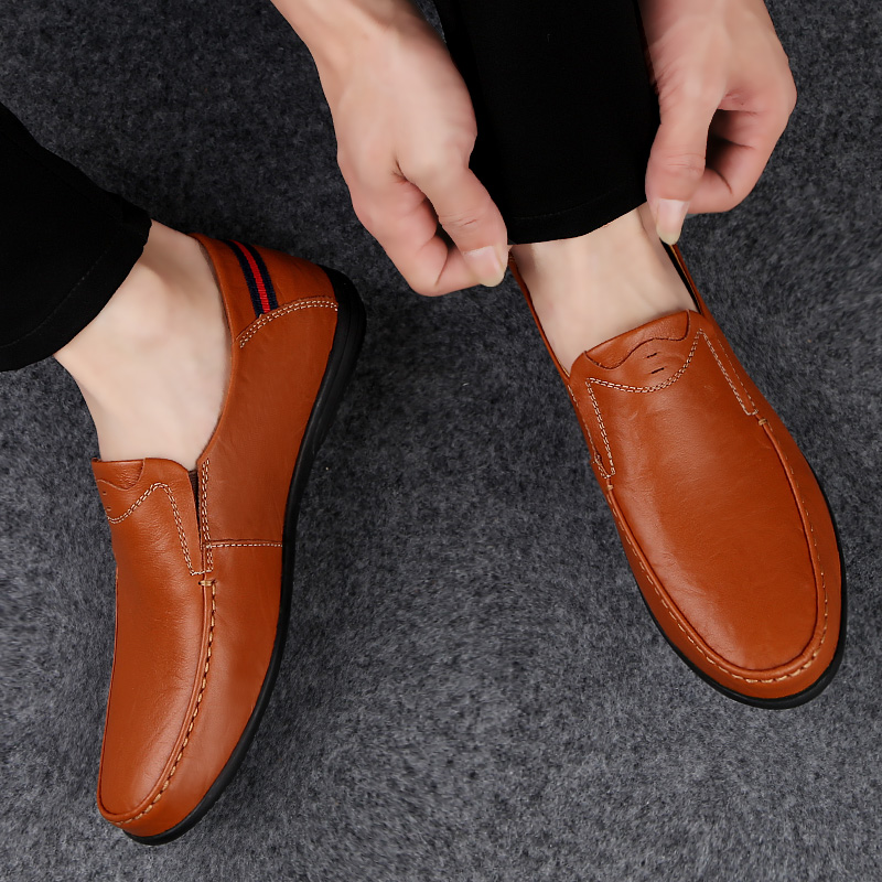 SocNoDn Men Luxury Fashion Trend Formal Casual Genuine Leather Wedding Office Slip-on Loafers Shoes