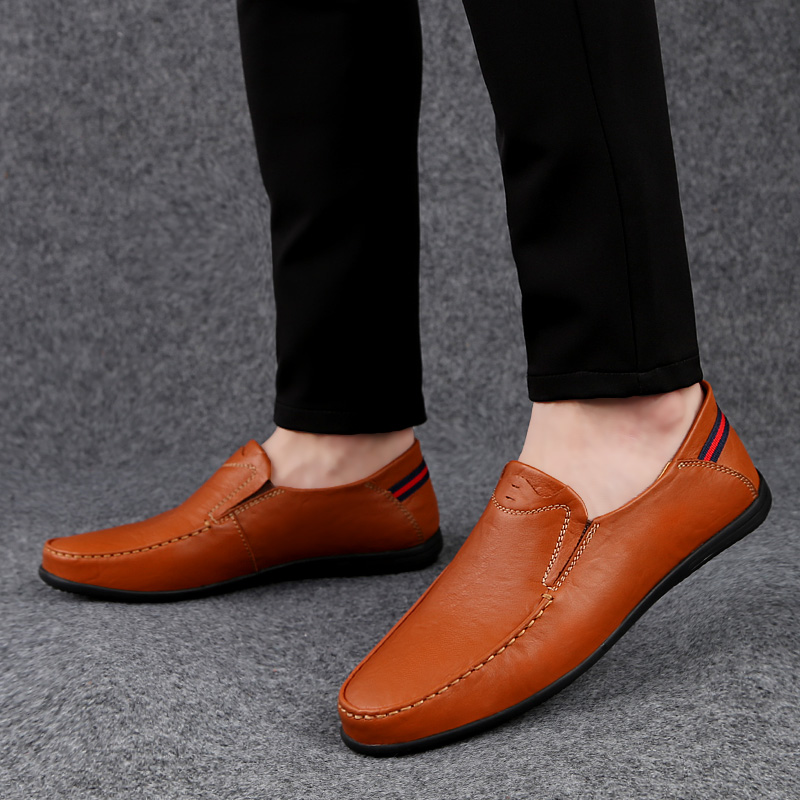 SocNoDn Men Luxury Fashion Trend Formal Casual Genuine Leather Wedding Office Slip-on Loafers Shoes