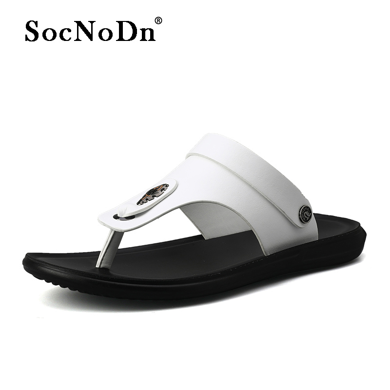 SocNoDn Men Fashion Casual Leather Beach Sandals Flip Flops Hiking Shoes Slippers Sandals Quality