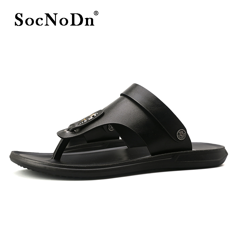 SocNoDn Men Fashion Casual Leather Beach Sandals Flip Flops Hiking Shoes Slippers Sandals Quality