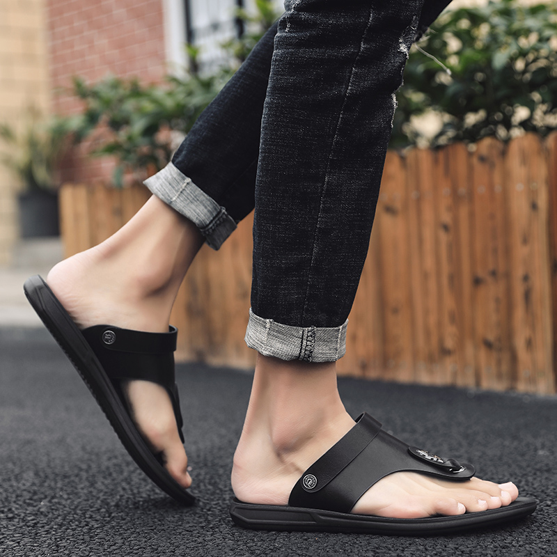 SocNoDn Men Fashion Casual Leather Beach Sandals Flip Flops Hiking Shoes Slippers Sandals Quality