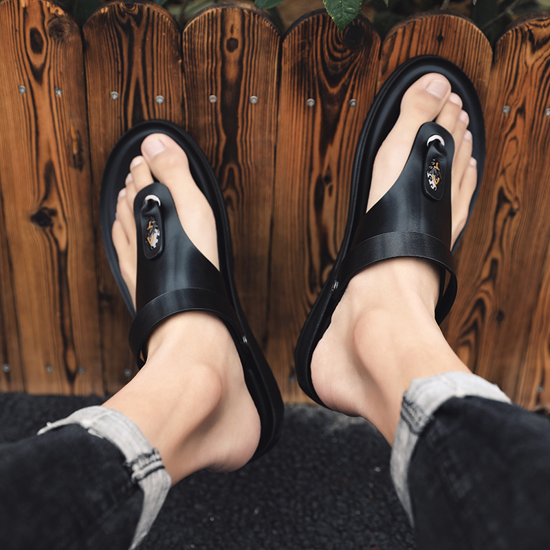 SocNoDn Men Fashion Casual Leather Beach Sandals Flip Flops Hiking Shoes Slippers Sandals Quality