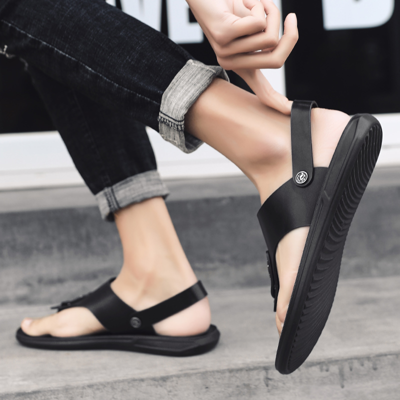 SocNoDn Men Fashion Casual Leather Beach Sandals Flip Flops Hiking Shoes Slippers Sandals Quality