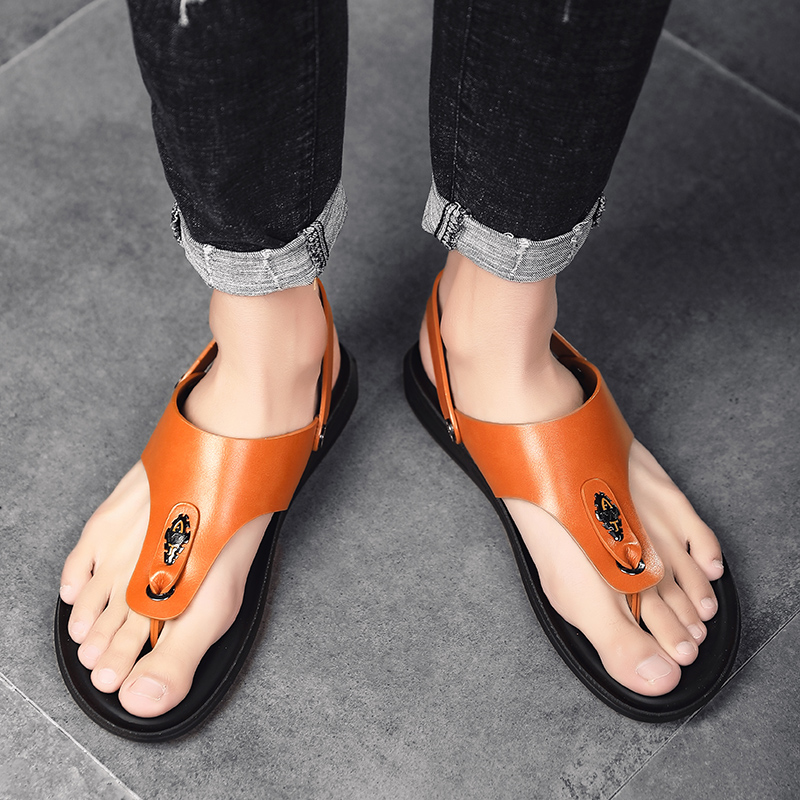 SocNoDn Men Fashion Casual Leather Beach Sandals Flip Flops Hiking Shoes Slippers Sandals Quality