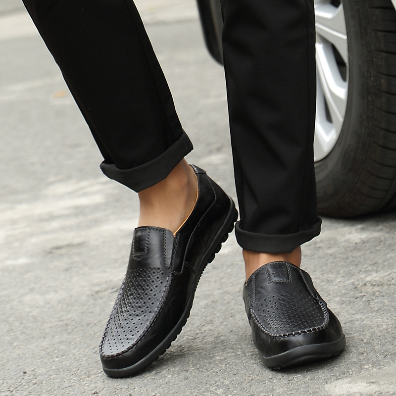 SocNoDn Luxury Men Casual Fashion Dress Genuine Leather Hollow Shoes Wedding Work Loafers Shoes