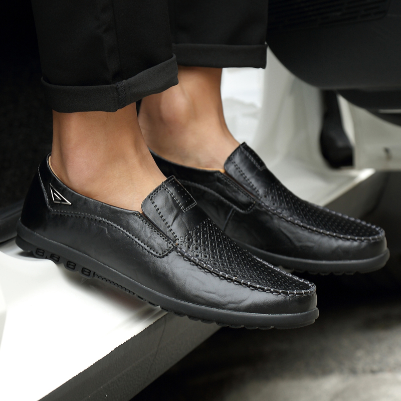 SocNoDn Luxury Men Casual Fashion Dress Genuine Leather Hollow Shoes Wedding Work Loafers Shoes