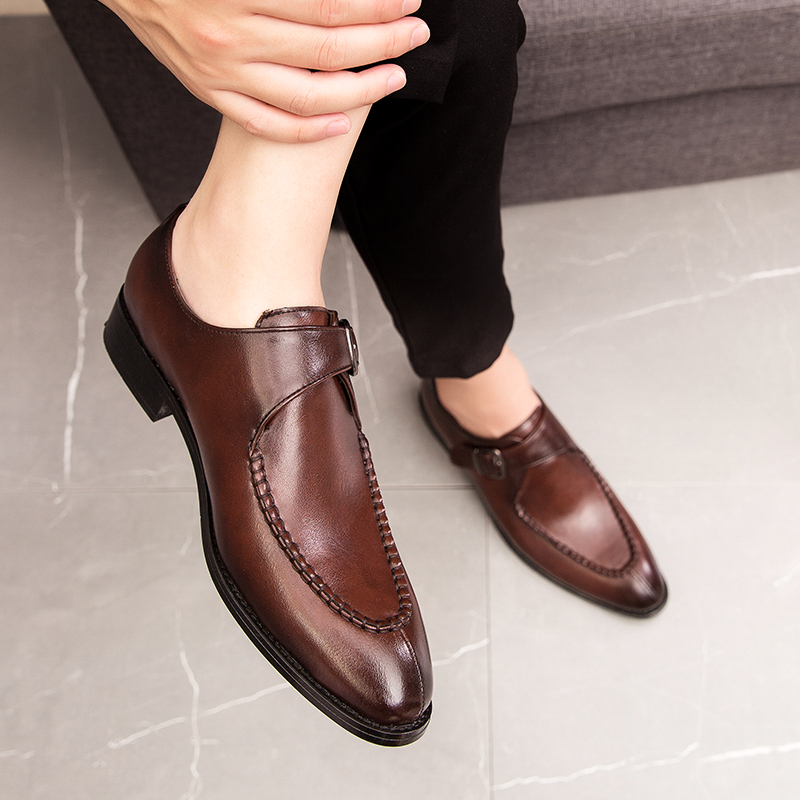 SocNoDn Luxury Men Casual Fashion Dress Formal Genuine Leather Shoes Wedding Party Loafers Shoes