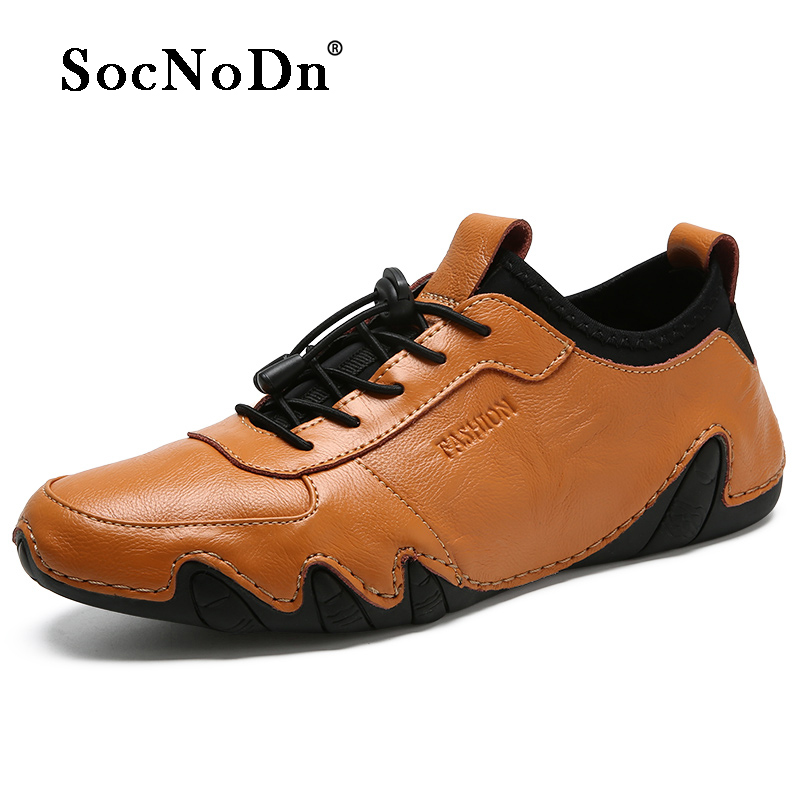 SocNoDn Men Luxury Fashion Sneakers Casual Genuine Leather Walking Hiking Sports Shoes Durable Boots