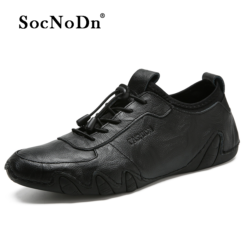 SocNoDn Men Luxury Fashion Sneakers Casual Genuine Leather Walking Hiking Sports Shoes Durable Boots