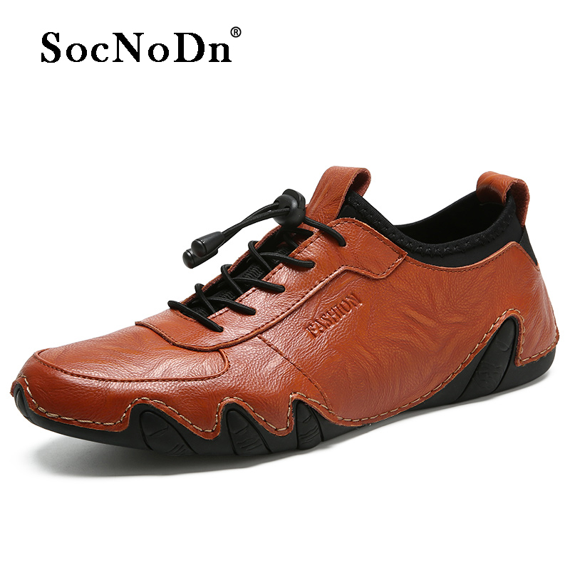 SocNoDn Men Luxury Fashion Sneakers Casual Genuine Leather Walking Hiking Sports Shoes Durable Boots