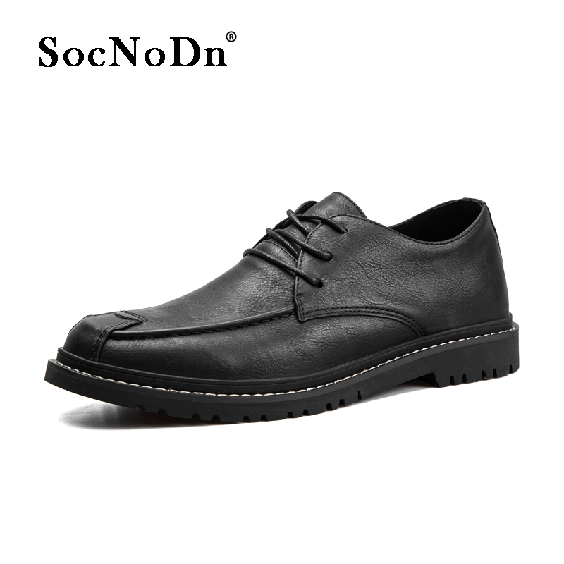 SocNoDn Luxury Men Fashion Dress Casual Formal Genuine Leather Laces Wedding Shoes Men Office Shoes