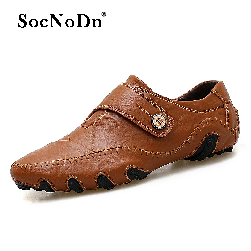 SocNoDn Luxury Men&apos;s Casual Fashion Genuine Leather Slip on Shoes Hiking Loafers Boots Shoes Durable
