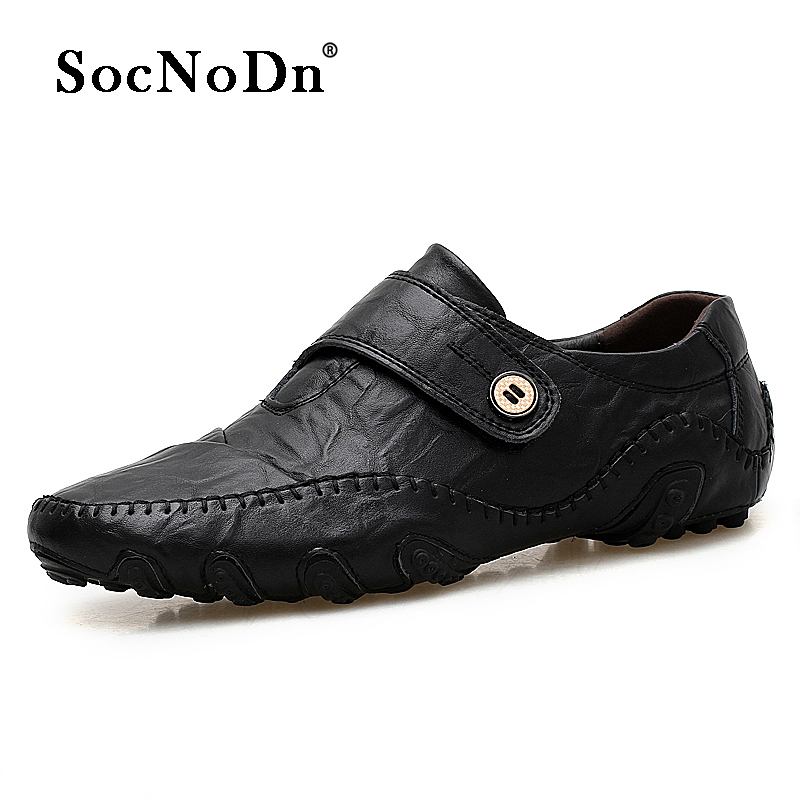 SocNoDn Luxury Men&apos;s Casual Fashion Genuine Leather Slip on Shoes Hiking Loafers Boots Shoes Durable