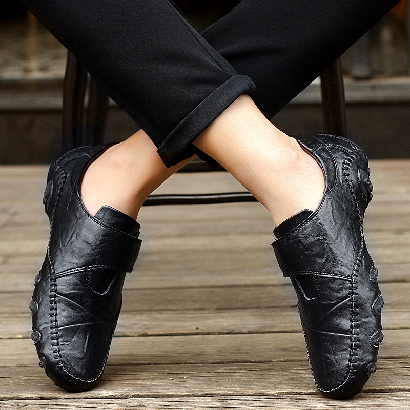 SocNoDn Luxury Men&apos;s Casual Fashion Genuine Leather Slip on Shoes Hiking Loafers Boots Shoes Durable