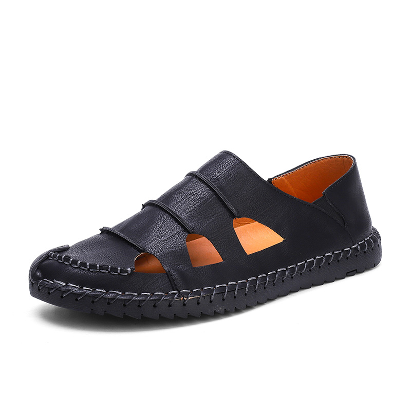 SocNoDn Men&apos;s Luxury Fashion Casual Leather Slippers Sandals Walking Hiking Shoes Slippers Durable