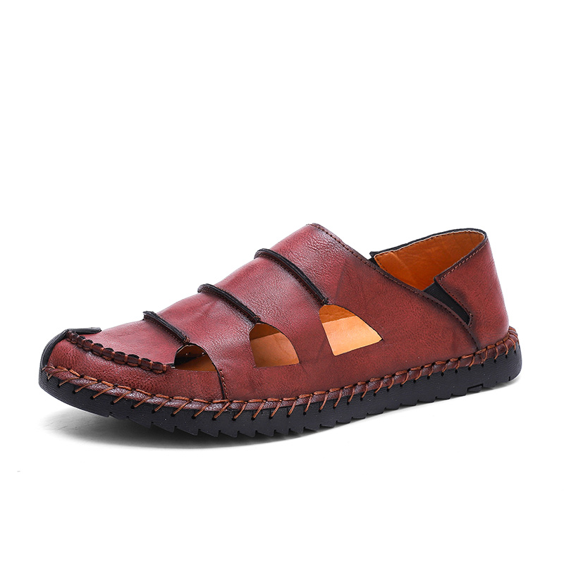 SocNoDn Men&apos;s Luxury Fashion Casual Leather Slippers Sandals Walking Hiking Shoes Slippers Durable