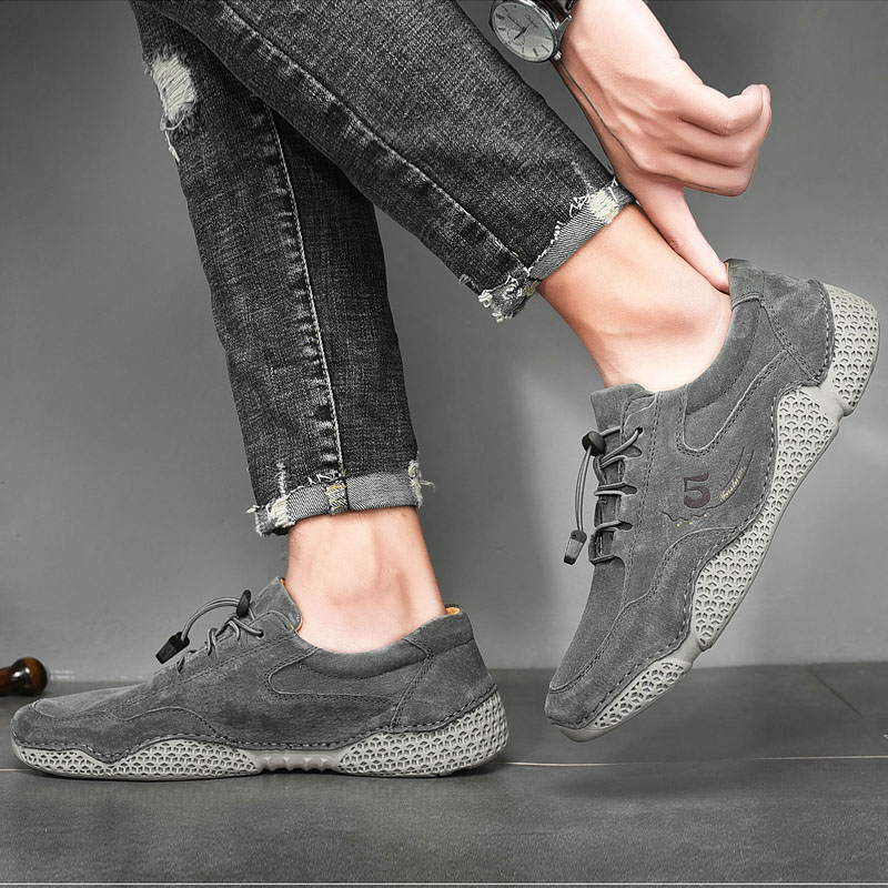 SocNoDn Men's Fashion Luxury Casual Genuine Leather Low-top Sneakers Men Climbing Hiking Boots Soft