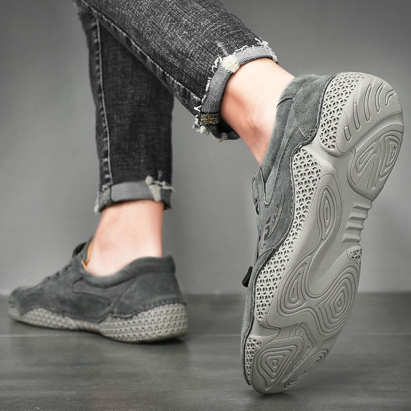 SocNoDn Men's Fashion Luxury Casual Genuine Leather Low-top Sneakers Men Climbing Hiking Boots Soft