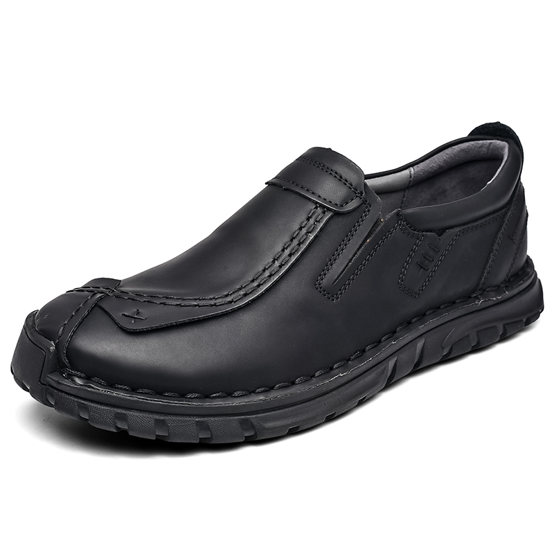 SocNoDn Luxury Men&apos;s Casual Fashion Genuine Leather Slip-ons Shoes Hiking Loafers Boots Shoes Soft