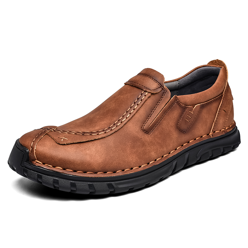 SocNoDn Luxury Men&apos;s Casual Fashion Genuine Leather Slip-ons Shoes Hiking Loafers Boots Shoes Soft