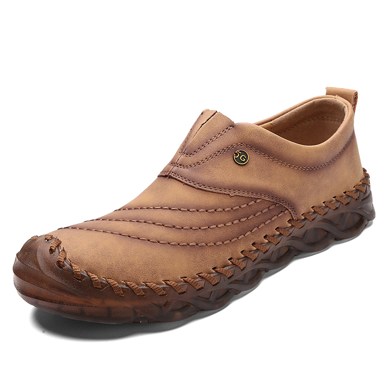 SocNoDn Men&apos;s Fashion Luxury Casual Genuine Leather Low-top Boots Men Climbing Hiking Loafers Shoes