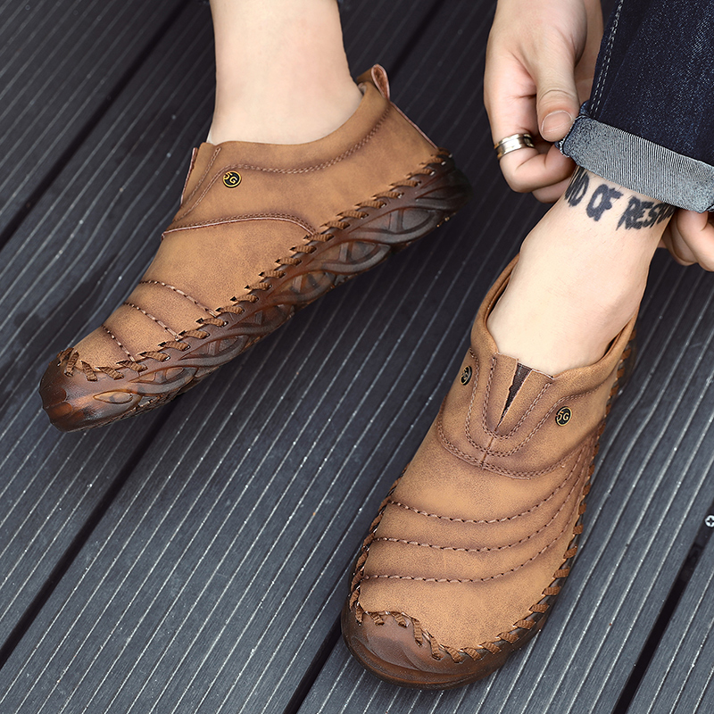 SocNoDn Men&apos;s Fashion Luxury Casual Genuine Leather Low-top Boots Men Climbing Hiking Loafers Shoes