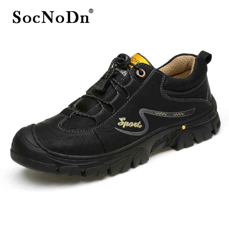 SocNoDn Luxury Men's Fashion Casual Genuine Leather Low-top Boots Men Climbing Hiking Boots Shoes