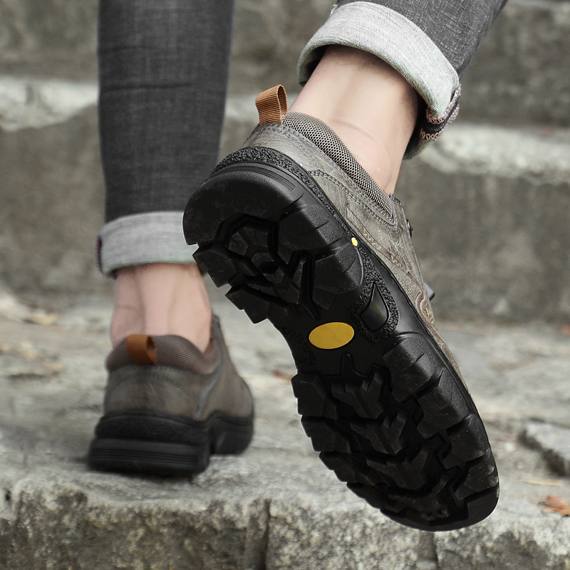 SocNoDn Luxury Men's Fashion Casual Genuine Leather Low-top Boots Men Climbing Hiking Boots Shoes