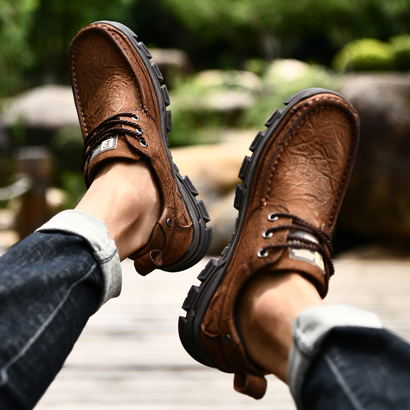 SocNoDn Luxury Men's Fashion Casual Genuine Leather Low-top Boots Men Climbing Hiking Sneakers Shoes