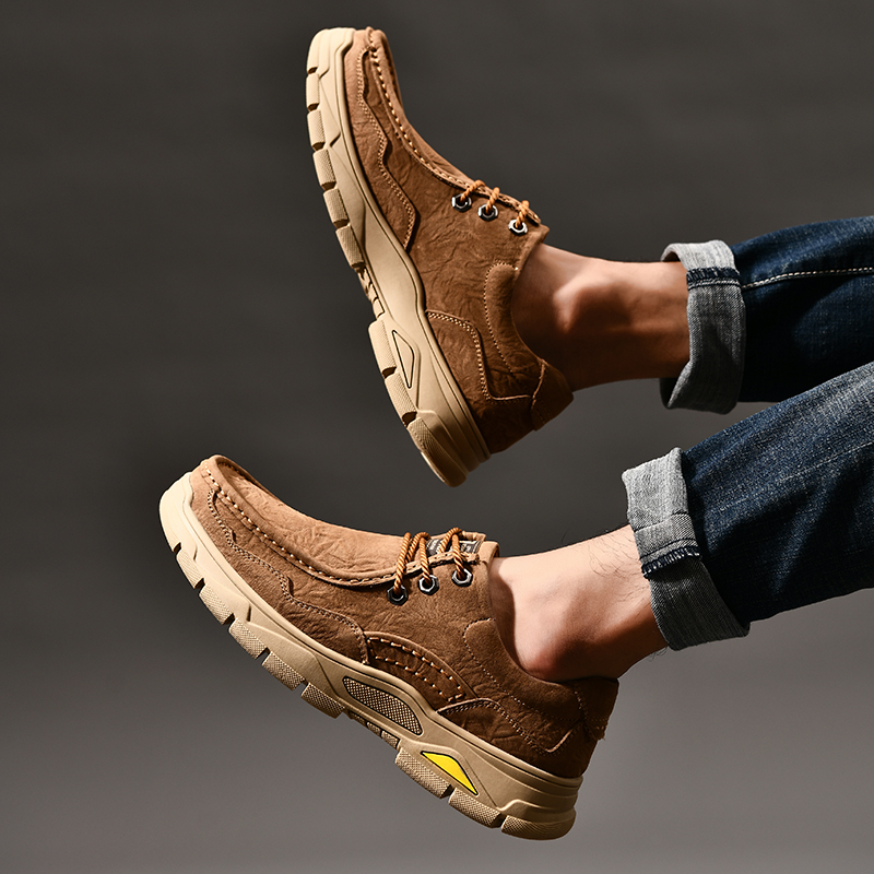 SocNoDn Luxury Men's Fashion Casual Genuine Leather Low-top Boots Men Climbing Hiking Sneakers Shoes