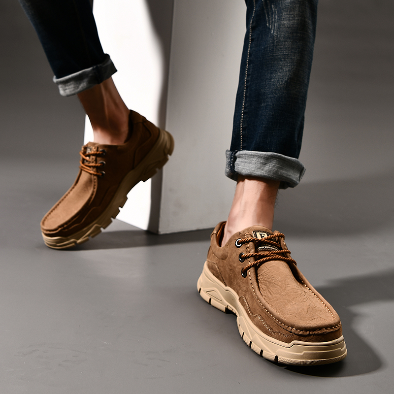 SocNoDn Luxury Men's Fashion Casual Genuine Leather Low-top Boots Men Climbing Hiking Sneakers Shoes