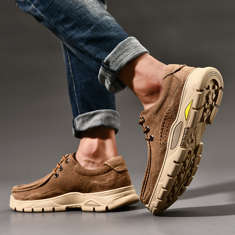 SocNoDn Luxury Men's Fashion Casual Genuine Leather Low-top Boots Men Climbing Hiking Sneakers Shoes