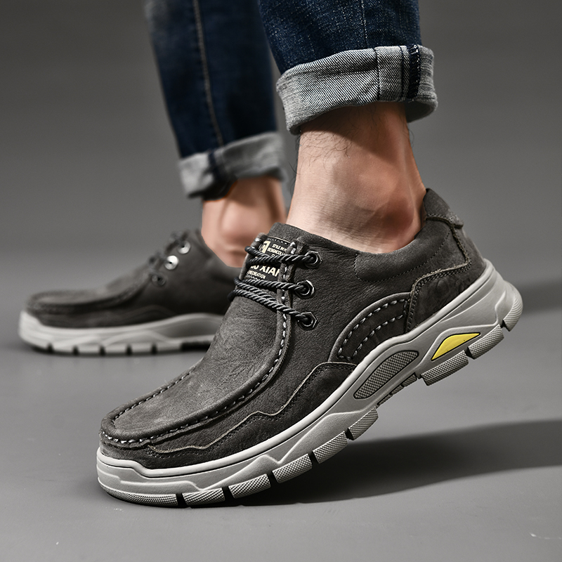 SocNoDn Luxury Men's Fashion Casual Genuine Leather Low-top Boots Men Climbing Hiking Sneakers Shoes