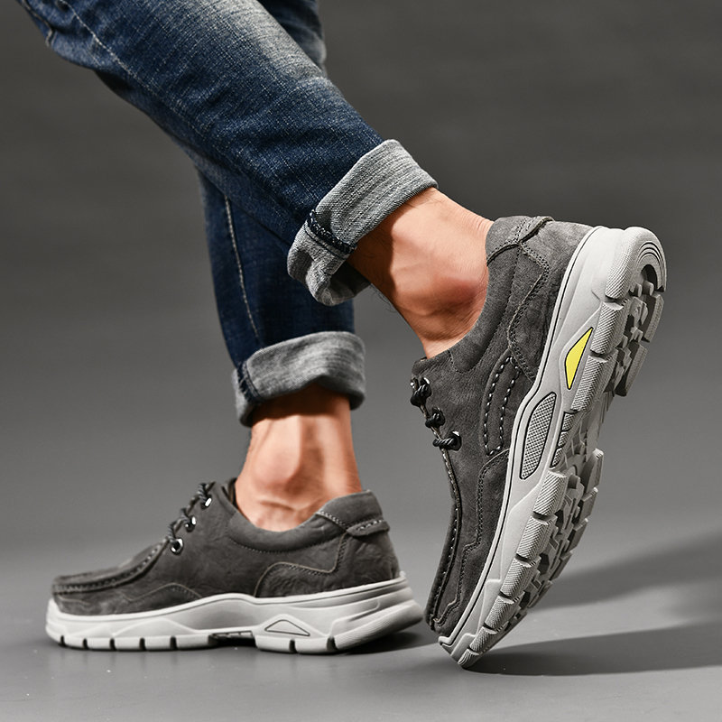 SocNoDn Luxury Men's Fashion Casual Genuine Leather Low-top Boots Men Climbing Hiking Sneakers Shoes